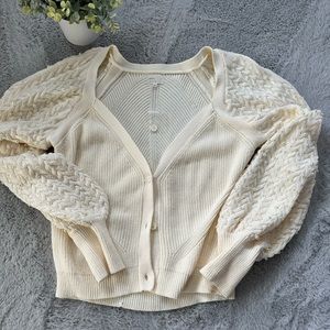 Vici Pearl Sleeve Button Front Cardigan